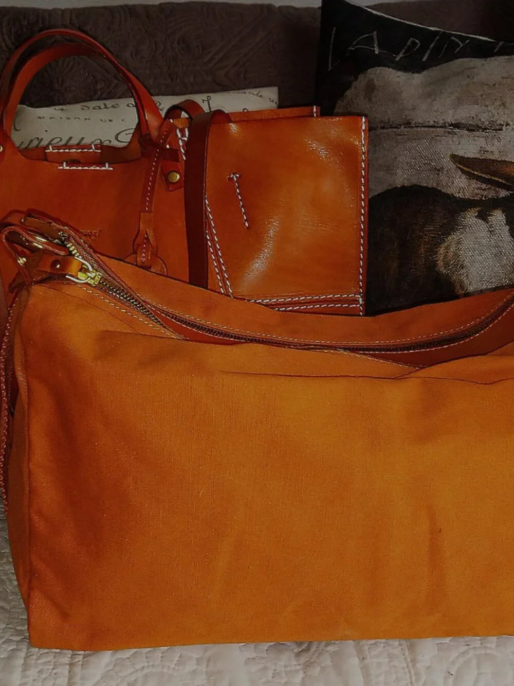 Old Trend Modern Vintage Rosa Tan Leather Carryall Tote